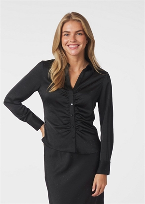 Christy heavy sateen bedaz skjorte Sort Neo Noir 